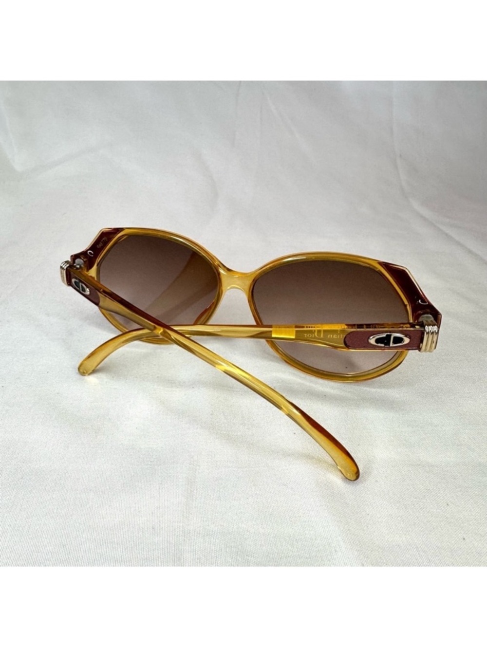 Vintage Christian Dior Gold and Brown Sunglasses